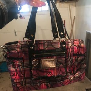 Coach Pink Plaid Poppy Tote